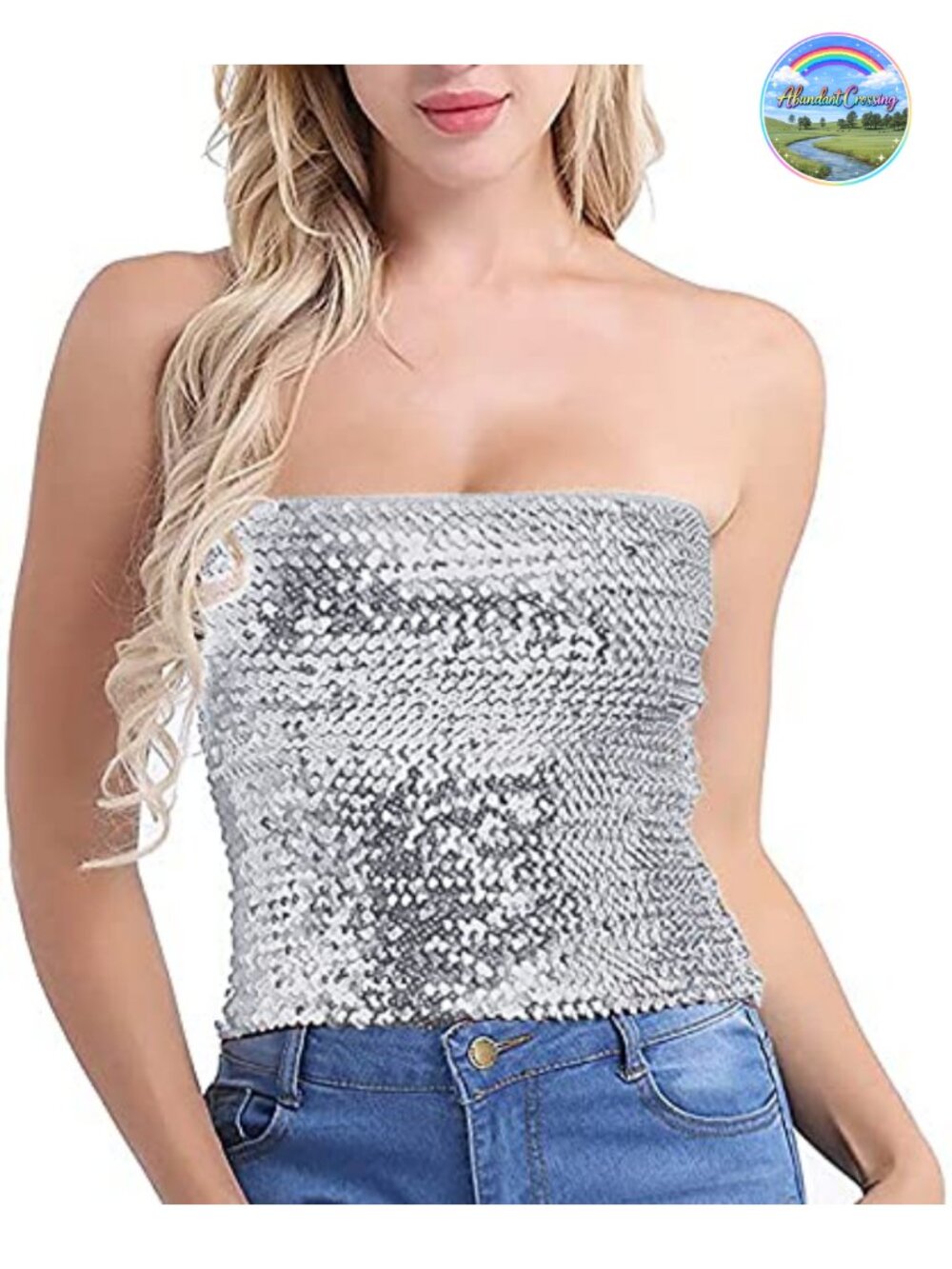 Sequin Strapless Tube Top Party Clubwear Crop Top